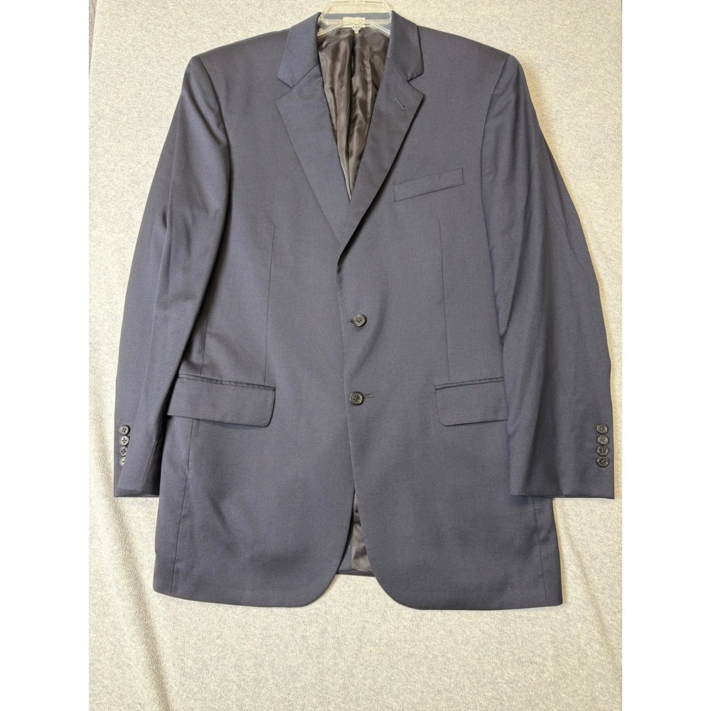 Jos A Bank Signature Collection Navy Blue 100% Wool 2 Button Blazer Jacket 41 LG